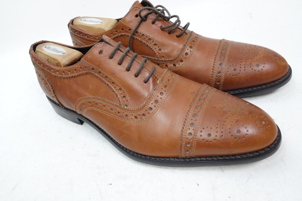 Anthony Veer Shoes Mens Size 13 Brown Leather Brogue Cap Toe Oxford Dress